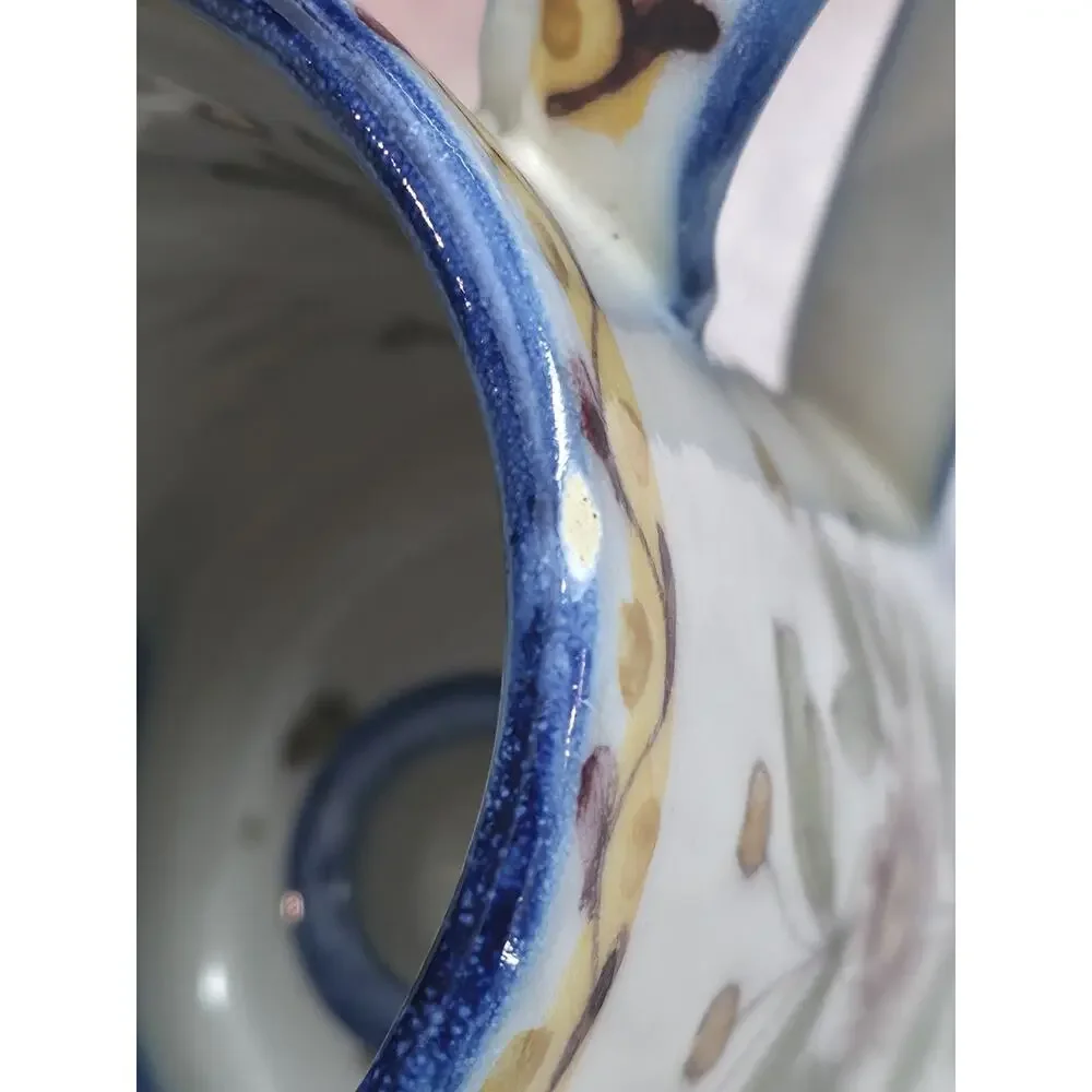 Vintage Casa Sanna Lisboa Portugal 1973 Hand Painted Pottery Chamberstick Holder